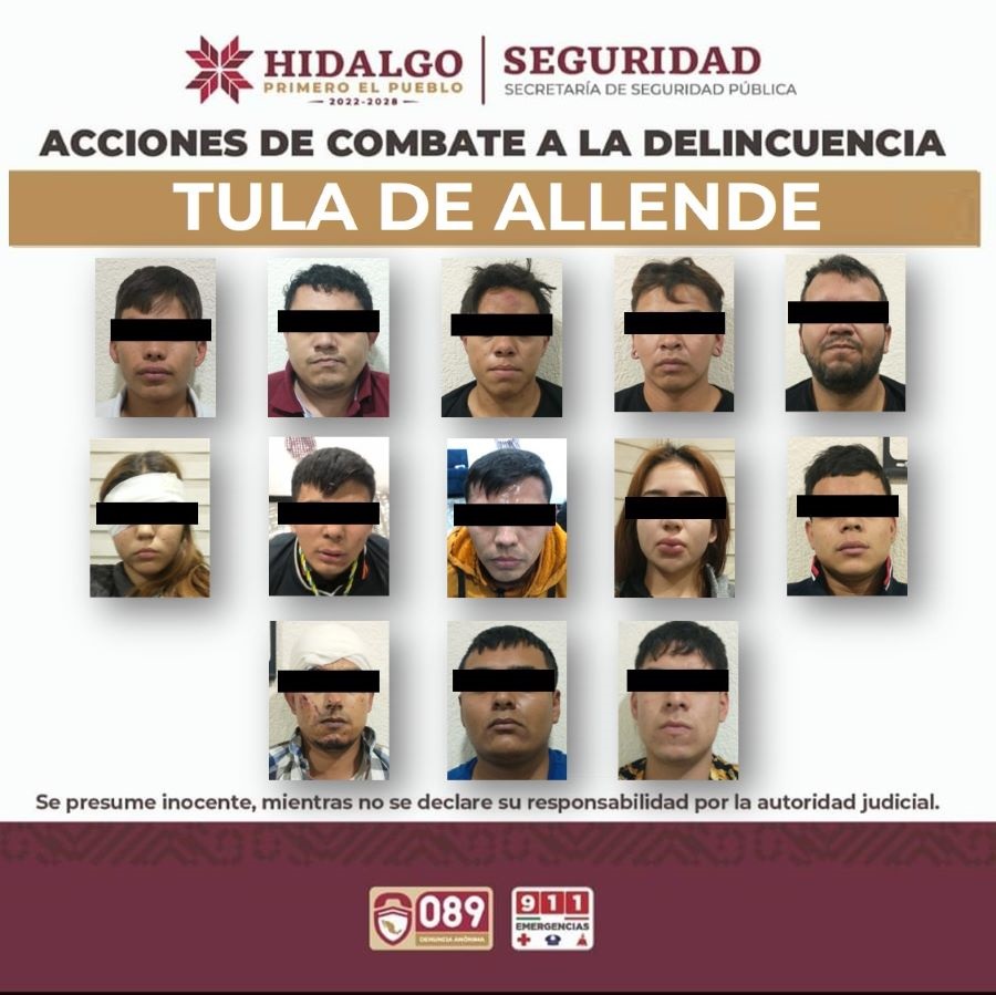 Detiene la SSPEH a 13 Sujetos Relacionados con Cinco Muertos en Tula  en Ataques Armados