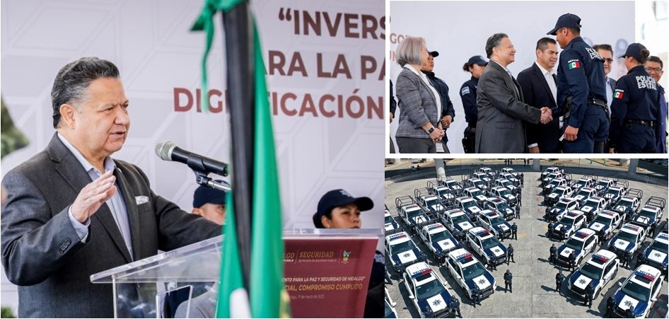 Por la Paz y Seguridad de Hidalgo, Menchaca Salazar Entregó Equipamiento a la Policía Estatal