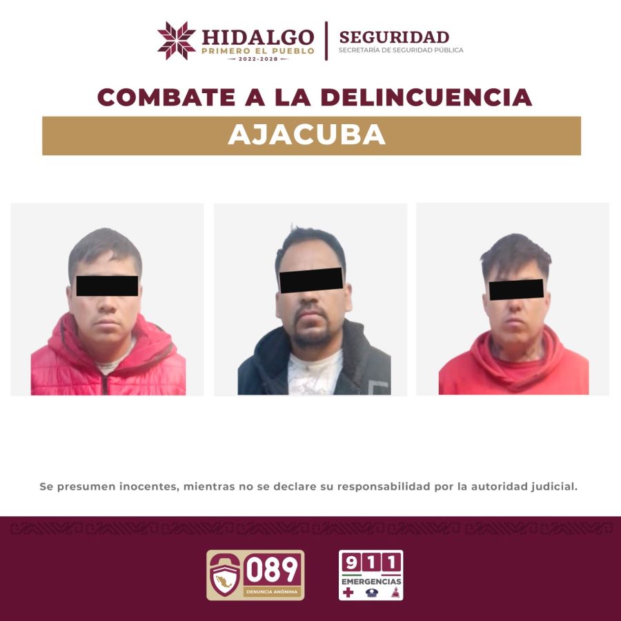 Con el Apoyo Videopatrulleros del C5i, ASEH Detiene a Tres Sujetos Relacionados Con Robo con Violencia  en Ajacuba