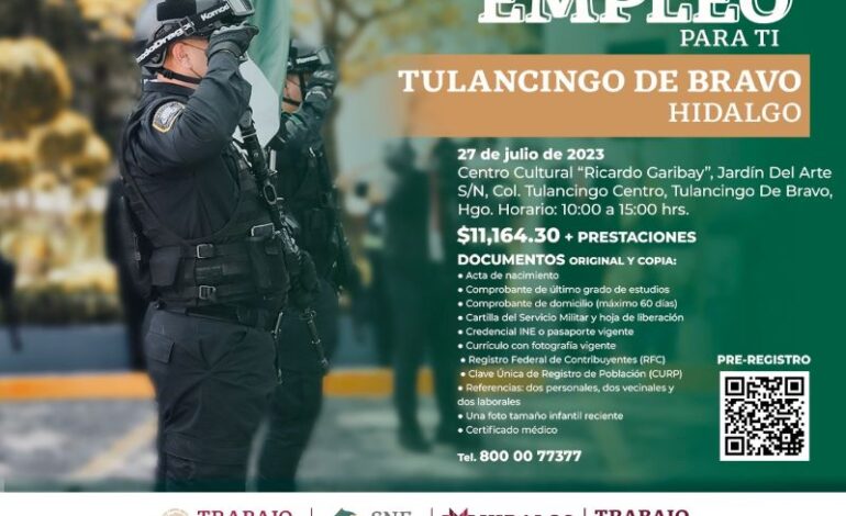 Gobierno Municipal de Tulancingo Realizará Día Por el Empleo hay 200 plazas trabajos disponibles