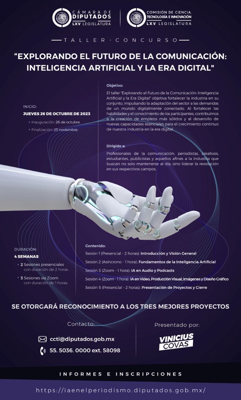 Invita CCTI a Taller-Concurso de Inteligencia Artificial Para Comunicadores