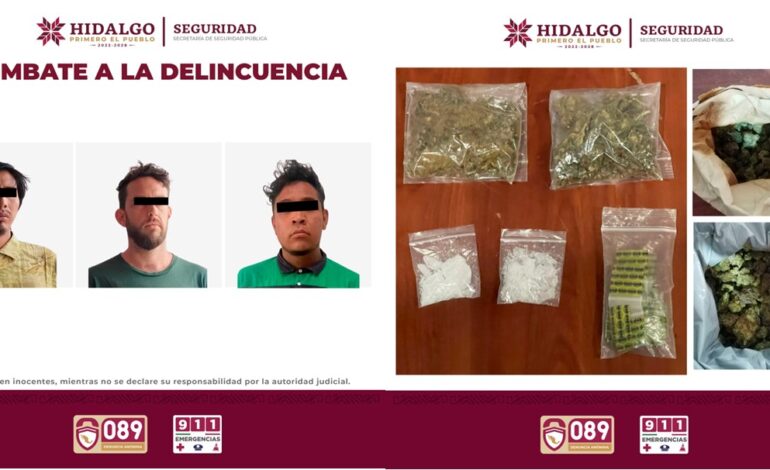 Asegura SSPH a Tres Sujetos Por Delitos Contra la Salud